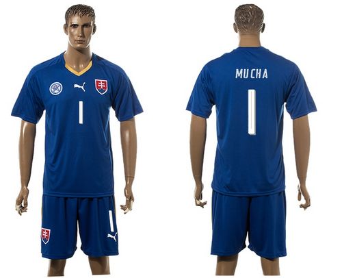 Slovakia #1 Mucha Blue Away Soccer Country Jersey - Click Image to Close